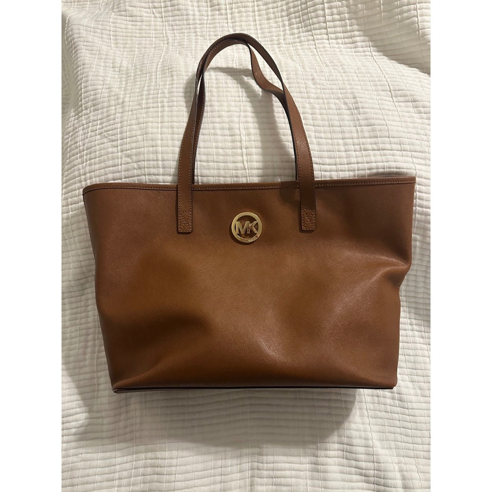 Michael Kors Jet Set Travel Medium Tote Luggage Brown Leather Bag 35S3GTVT2T